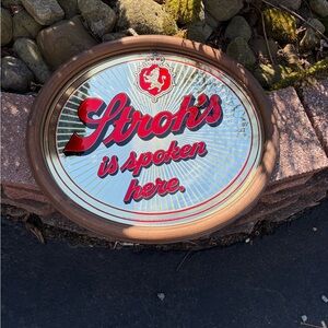 Branded Round Wall Mirror in Red and Gold